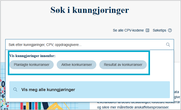 Snarveiene vises i en felt som åpnes.